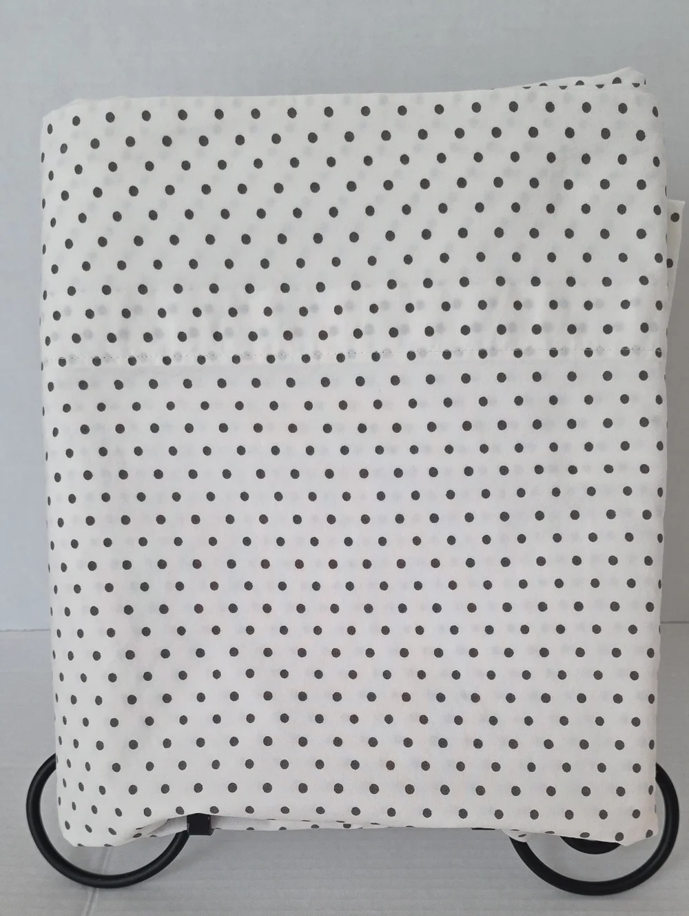 Lauren Ralph Lauren White Body Black Gray Polka Dot Cotton Twin Flat Sheet